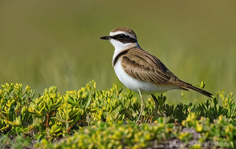 세인트헬레나에서 만난 희귀 동식물 - **"A Wirebird, also known as the St. Helena Plover (*Charadrius sanctaehelenae*), stands gracefully ...