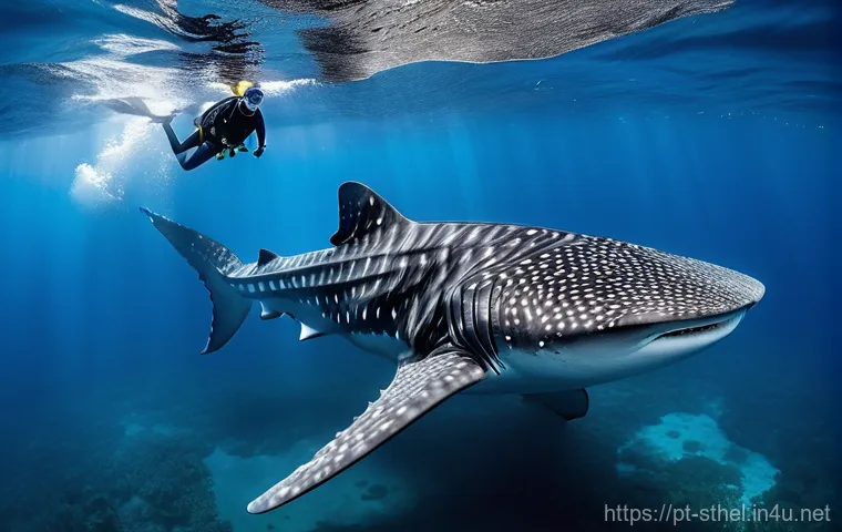 세인트헬레나 해양 스포츠 정보 - **Prompt: Majestic Whale Shark Encounter**
A wide-angle, underwater shot capturing a serene enco...