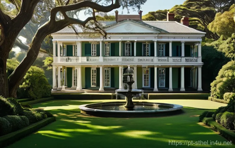 세인트헬레나 단기 체류 방법 - **Prompt 1: Historic Residence in Lush Gardens**
    A tranquil, picturesque scene of a grand, histo...