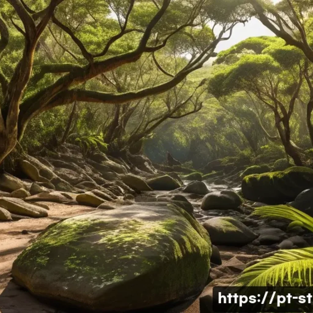 세인트헬레나 지속가능한 관광 - A lush, protected natural reserve on Santa Helena island featuring endemic giant lizards basking on ...