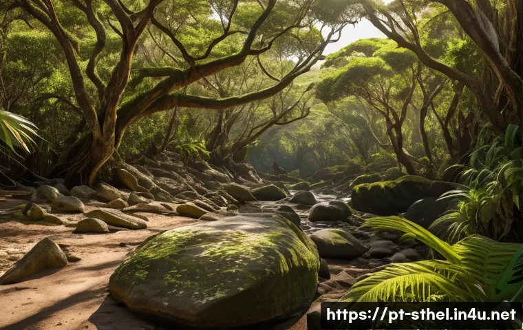 세인트헬레나 지속가능한 관광 - A lush, protected natural reserve on Santa Helena island featuring endemic giant lizards basking on ...